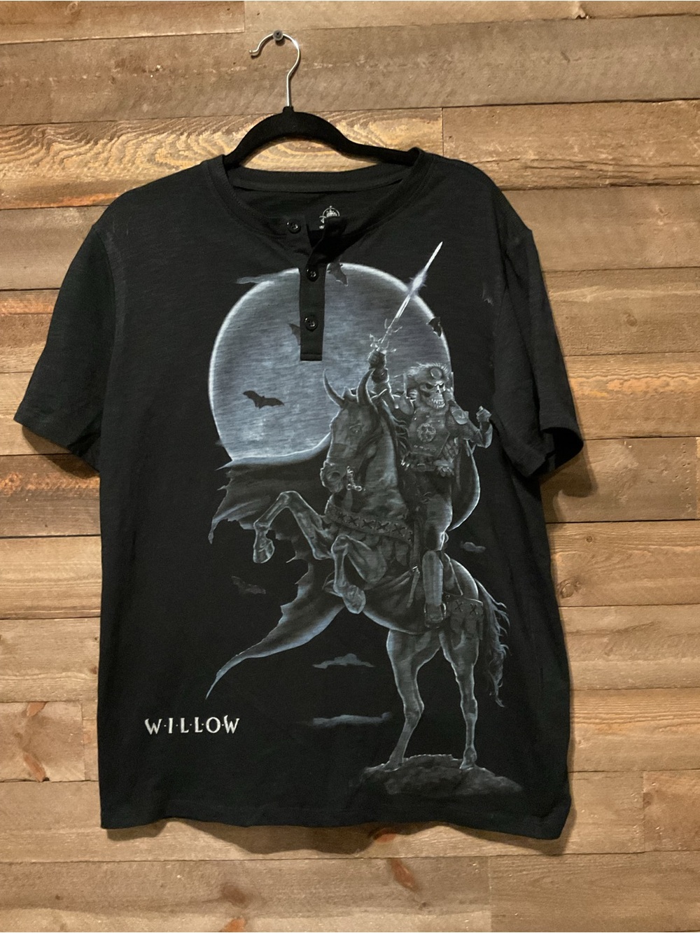 Disney Willow General Kael Henley Black T-Shirt Armed General On Horse Large